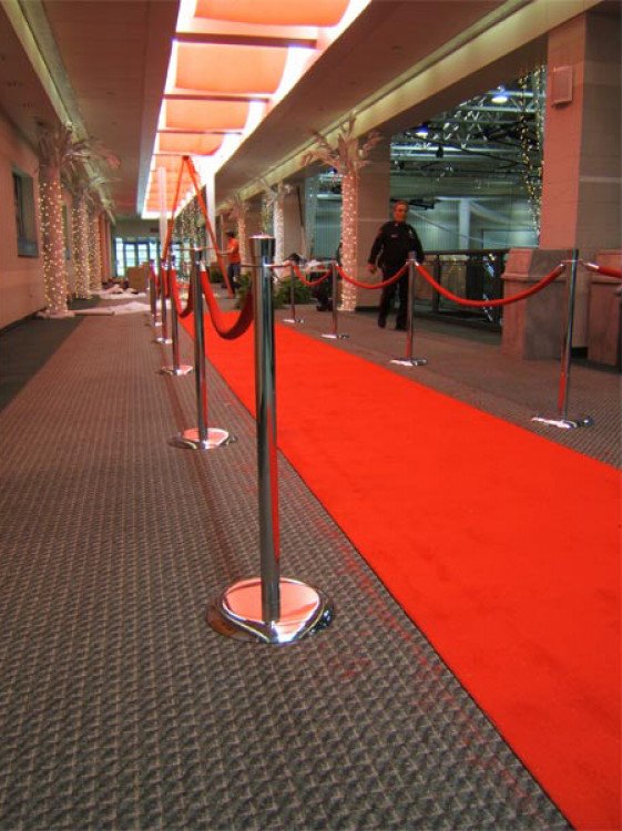 Chrome  Stanchion Post w/Red Velvet Rope