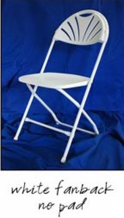 White Fanback Folding Chair w/White Frame