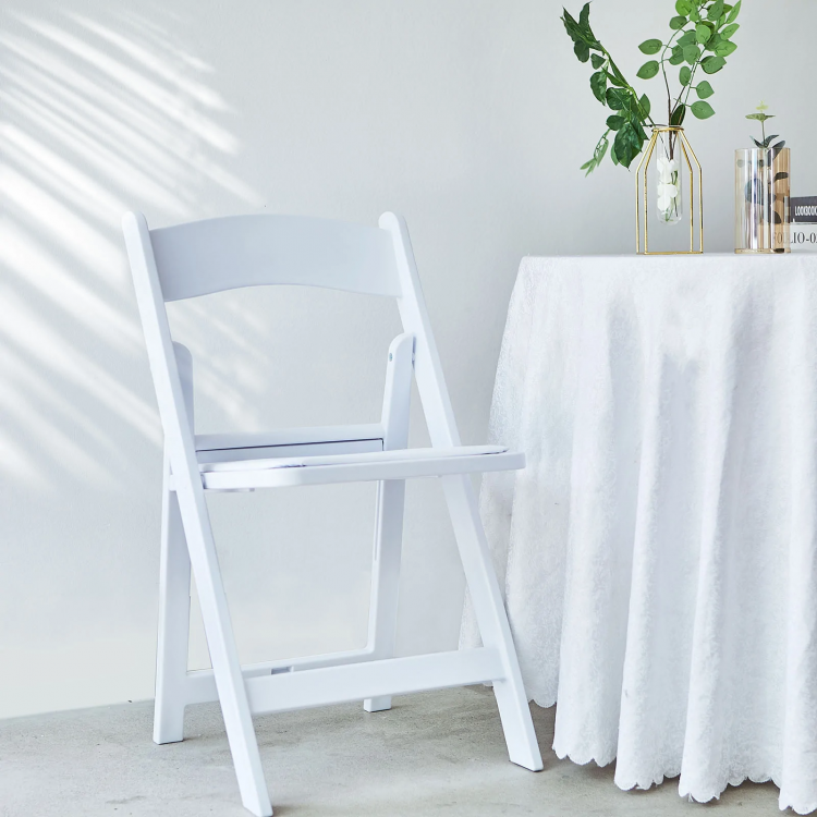 White Resin Padded Folding Chair