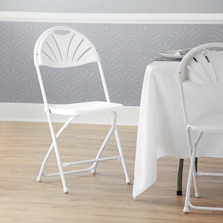 White Fanback Folding Chair